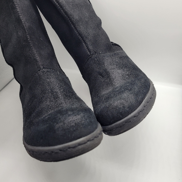 Born Black Suede 6.5 Knee Length Full Zip Platform Round Toe Comfort - Picture 10 of 10